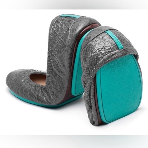 Tieks Ballet Flats Slate Grey Croc Slip-on Travel Round Toe Foldable Women's 9 - Picture 1 of 7